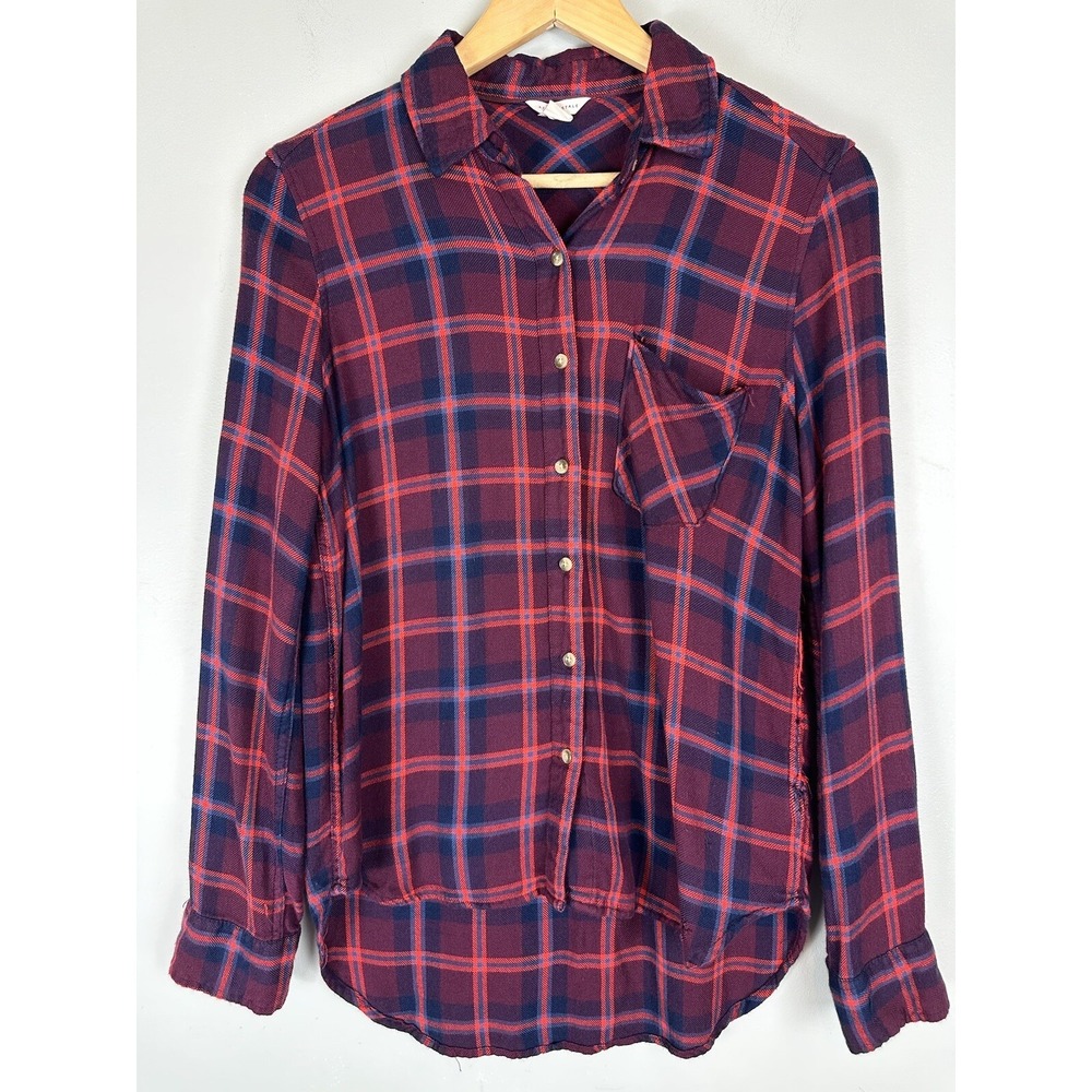 Aeropostale Women's Plaid Long Sleeve Pocket Full Button Down Shirt Size Medium